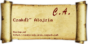 Czakó Alojzia névjegykártya